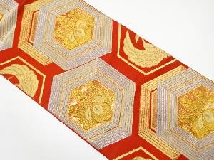 アンティーク　亀甲に桐・鶴模様織り出し袋帯（着用可）